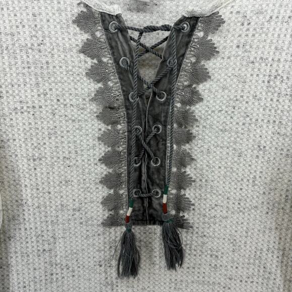 Vintage X America Boho Indie Hippie Lara Half Lace Fringe Criss Cross Top MEDIUM - Picture 3 of 7